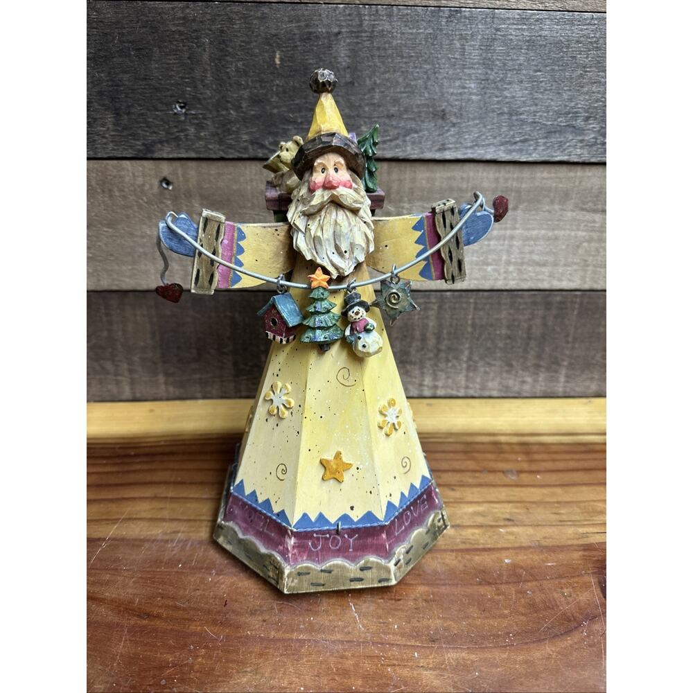 Folk Art Wooden Musical Santa 10” Tall